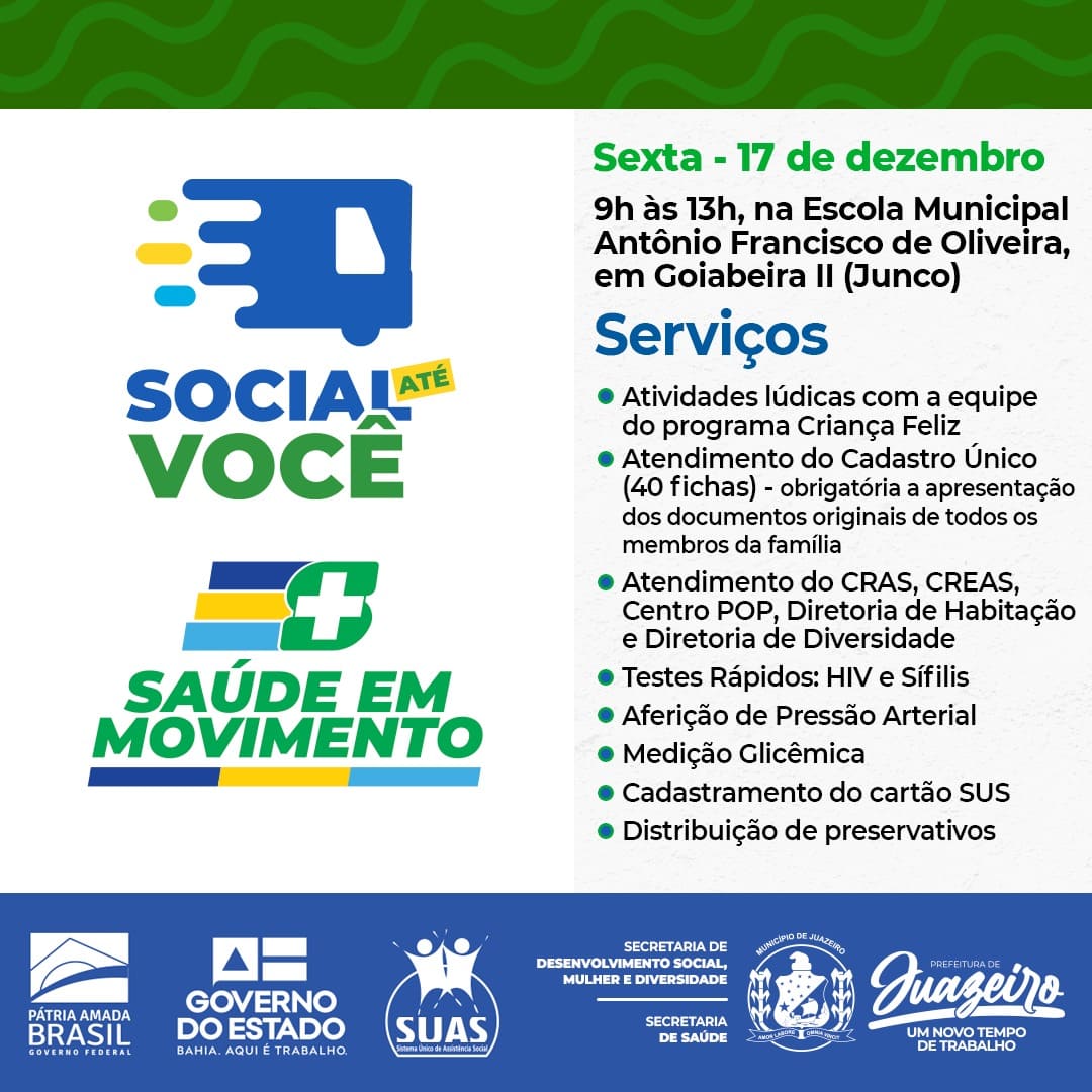 ‘Social até Você’: Prefeitura de Juazeiro altera o local de atendimento nesta sexta-feira