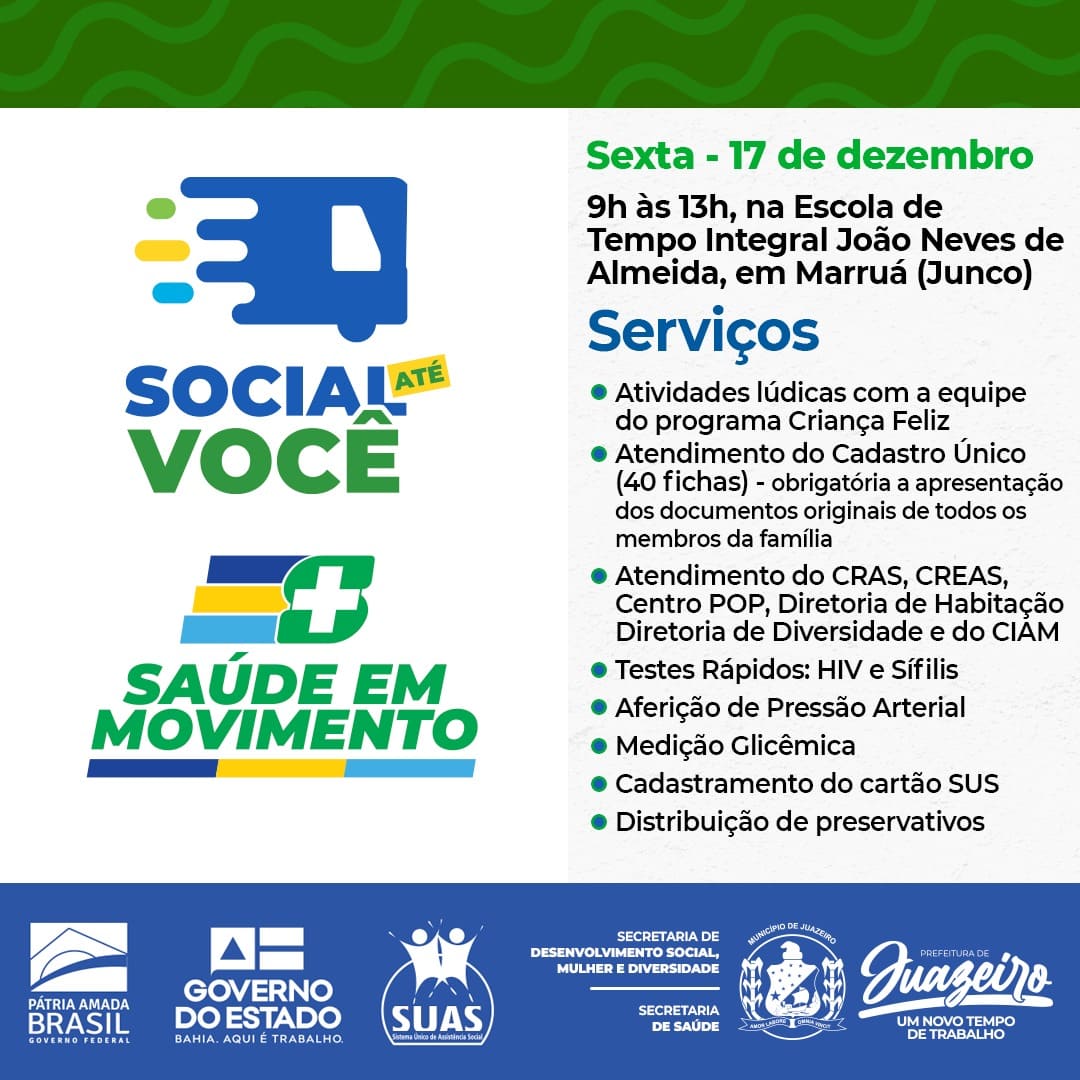 ‘Social até Você’: Caravana do projeto estará no distrito de Junco nesta sexta-feira