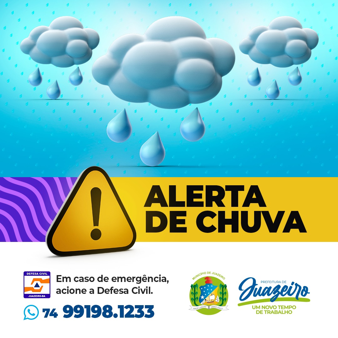 Prefeitura de Juazeiro informa sobre a possibilidade de chuva para os próximos dias