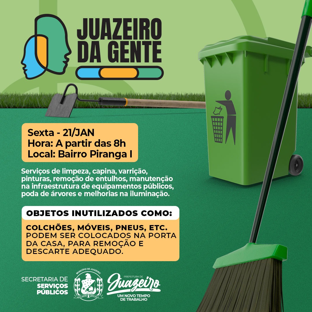 ‘Juazeiro da Gente’: após passar pelo Residencial Mairi, prefeitura leva programa de melhorias estruturantes e limpeza pública para Piranga I