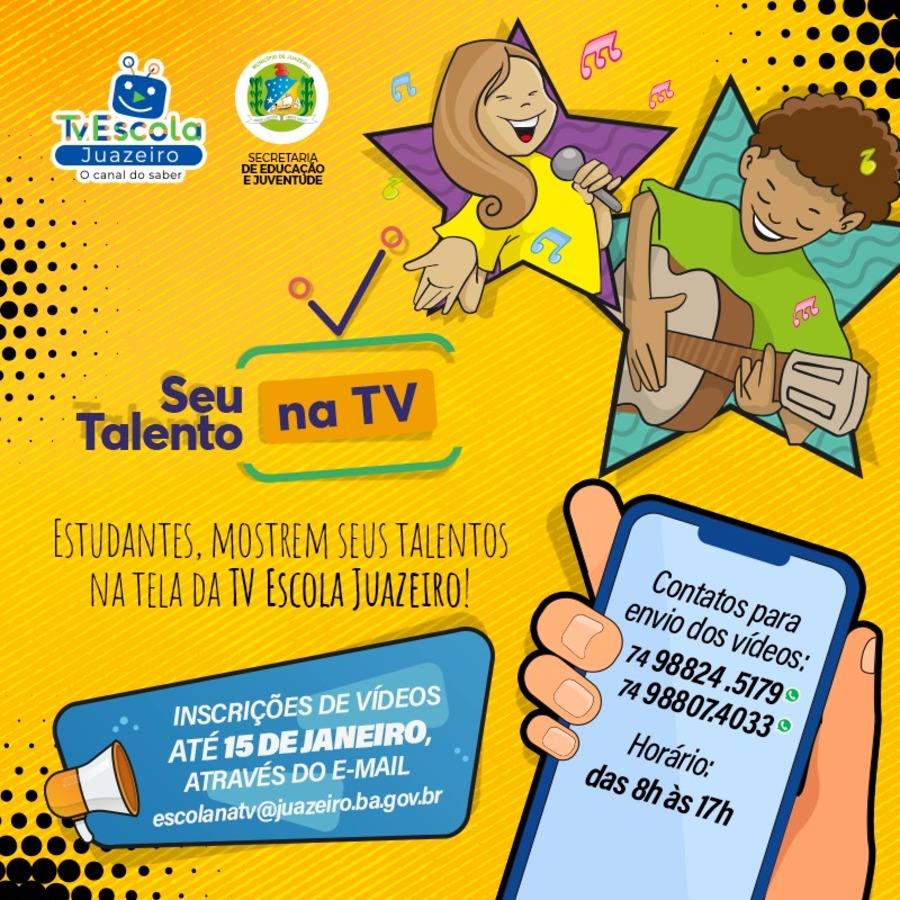 Prazo para envio de vídeos para programação de férias da TV Escola Juazeiro encerra neste sábado