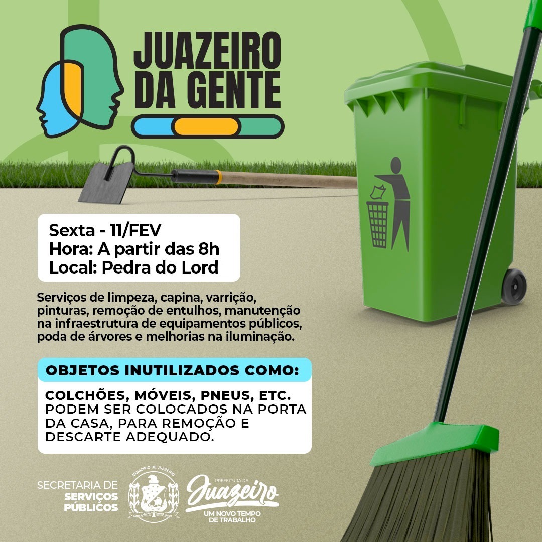 Prefeitura leva mutirão de serviços públicos do Programa ‘Juazeiro da Gente’ para o bairro Pedra do Lord nesta sexta-feira