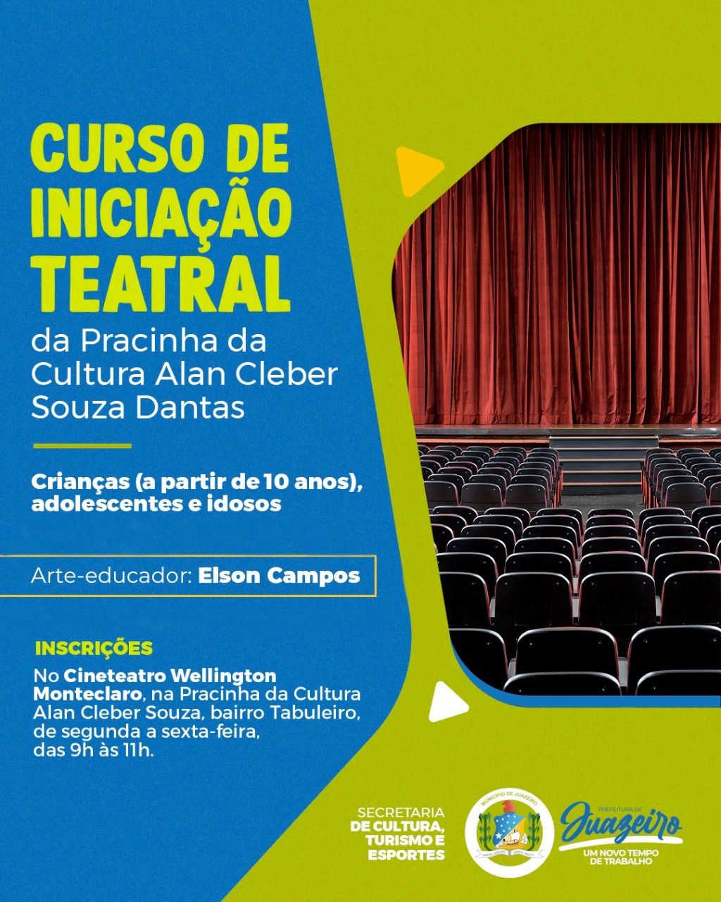 Comitê Gestor da Pracinha da Cultura prorroga inscrições para curso de iniciação teatral em Juazeiro