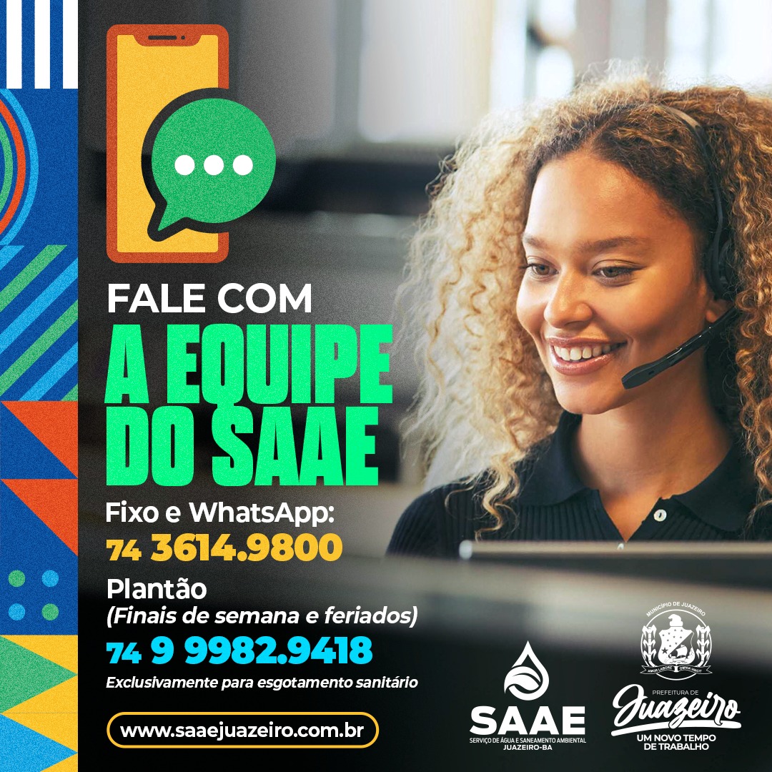 SAAE Juazeiro reforça números para população entrar em contato com a autarquia