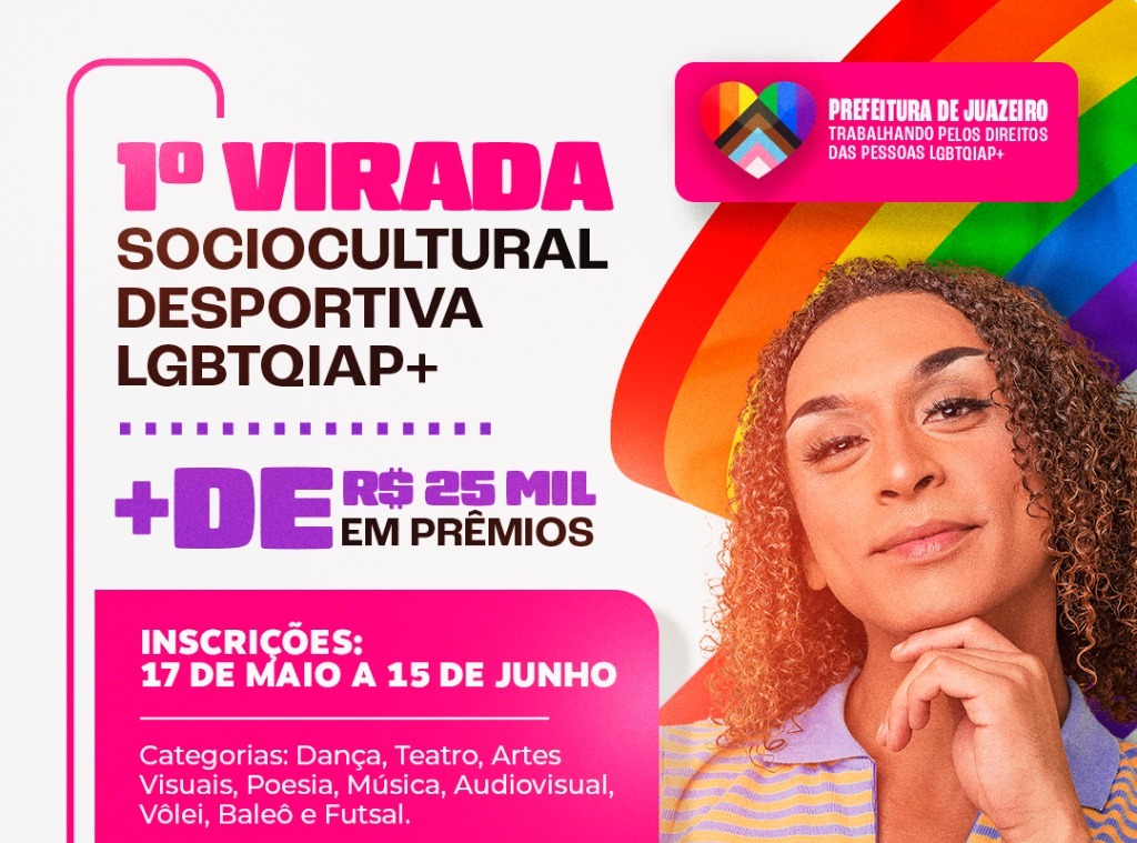 Com mais de R$ 25 mil em prêmios, 1ª Virada Sociocultural Desportiva LGBTQIAP+ de Juazeiro segue com inscrições abertas até 15 de junho