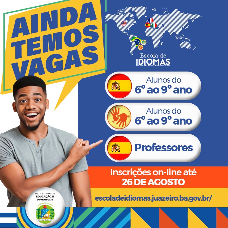 Inscrições para cursos de idiomas ofertados pela  Prefeitura de Juazeiro podem ser realizadas até esta sexta-feira
