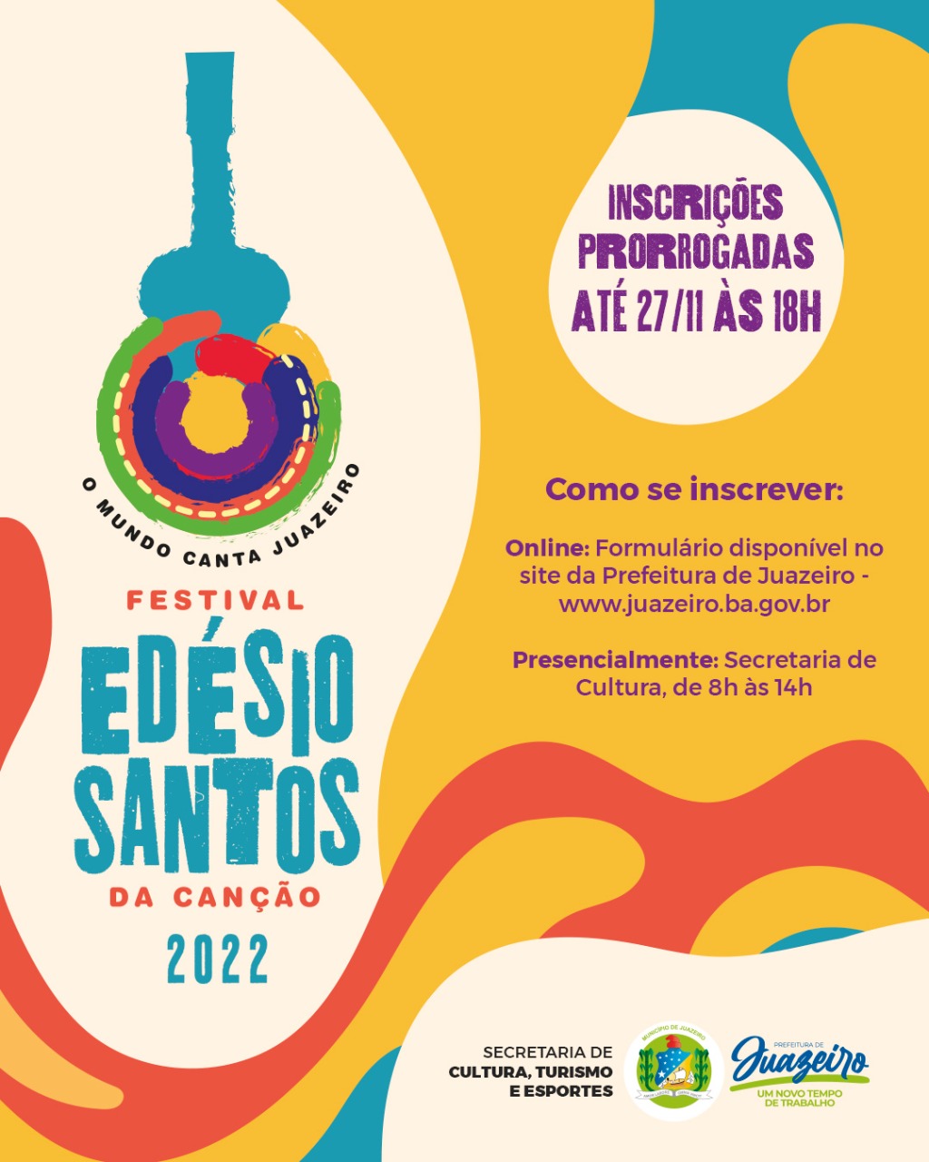 Prefeitura de Juazeiro prorroga inscrições do Festival Edésio Santos
