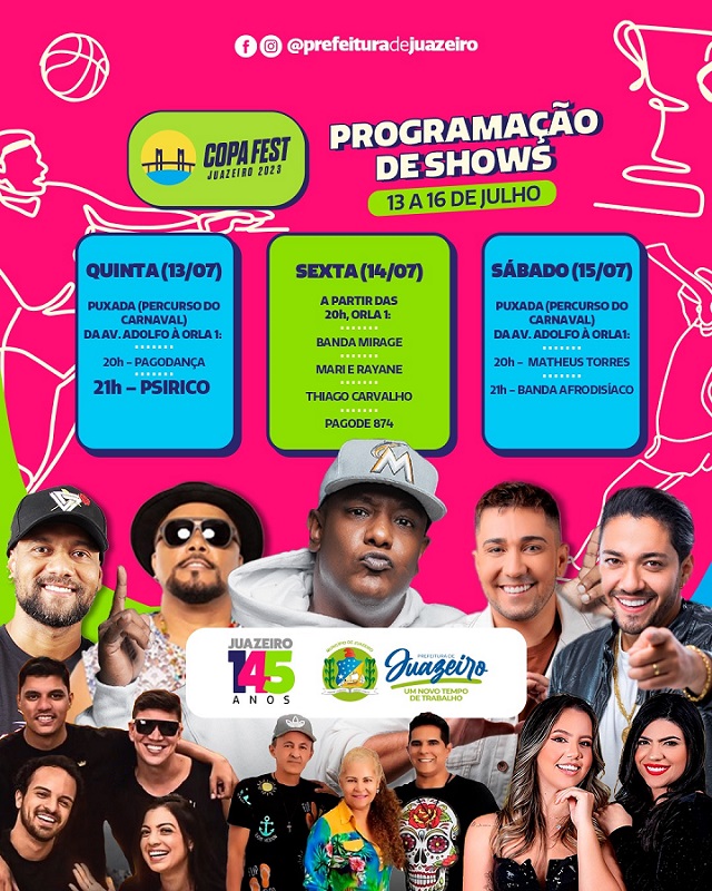 Puxada de Psirico abre programação de shows em comemoração ao aniversário de Juazeiro nesta quinta-feira no circuito do carnaval
