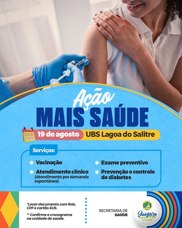 Prefeitura de Juazeiro realiza Mutirão de Saúde em Lagoa do Salitre neste sábado (19)