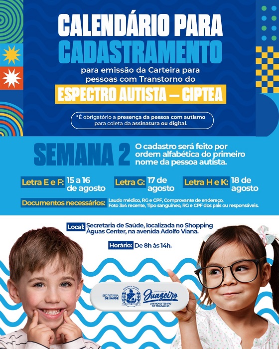 Prefeitura de Juazeiro segue realizando cadastramento para emissão da Carteira de Identificação para Autistas