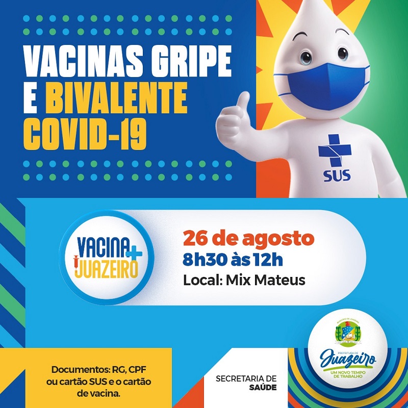 Prefeitura de Juazeiro leva vacinação contra gripe e Covid-19 para supermercado da cidade neste sábado