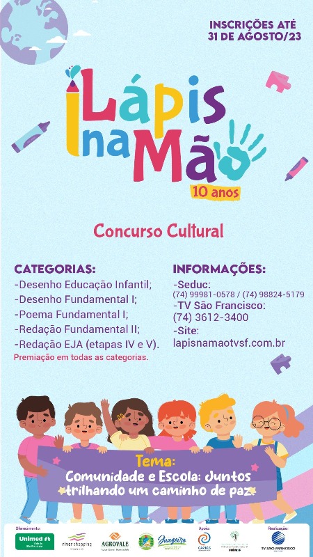 Prazo de inscrição para a 10ª edição do projeto ‘Lápis na Mão’ termina nesta quinta-feira