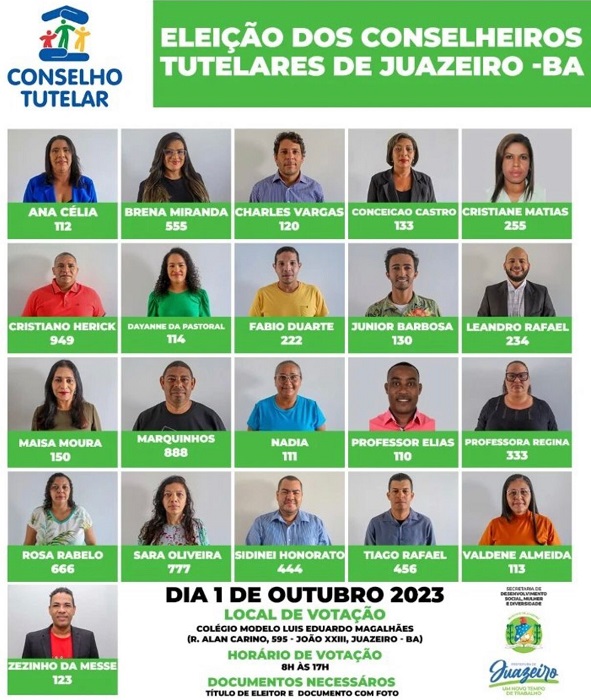 Eleição para escolha de Conselheiros tutelares de Juazeiro acontece neste domingo (1) no Colégio Modelo, conheça os candidatos
