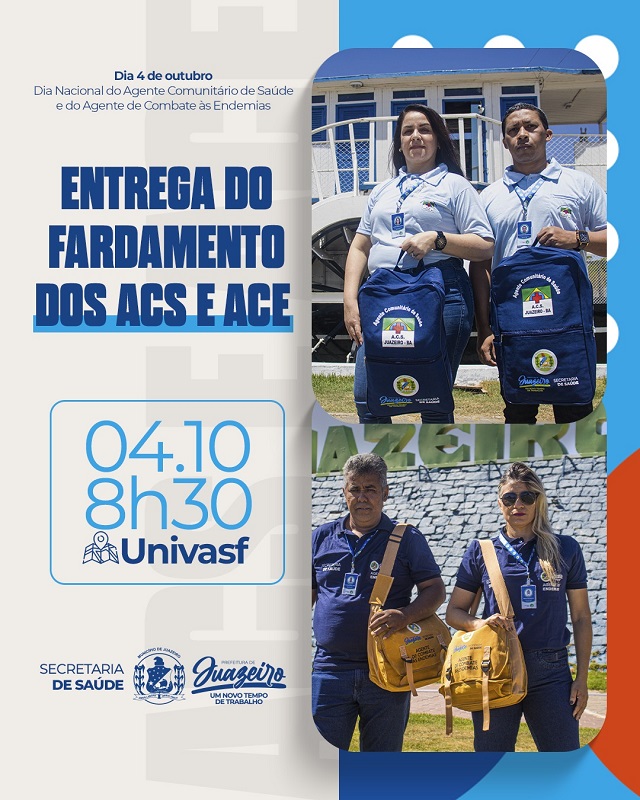 Gestão Suzana Ramos comemora Dia Nacional dos ACS e ACE com entrega de novo fardamento nesta quarta (4), no auditório da Univasf