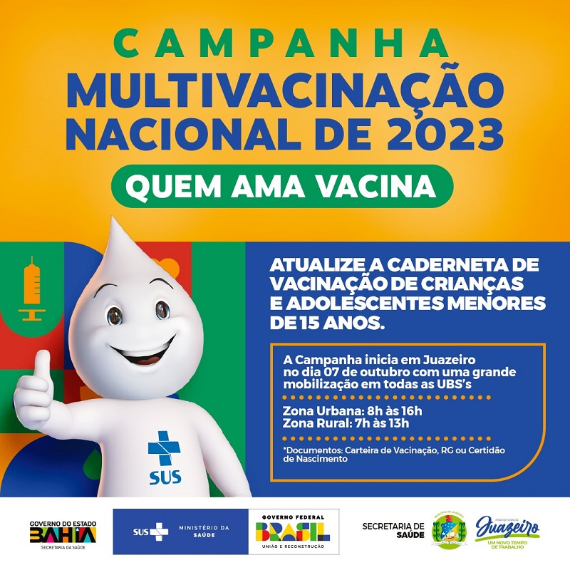 Prefeitura de Juazeiro inicia Campanha Multivacinação com mobilização em todas as UBS do município neste sábado (7)