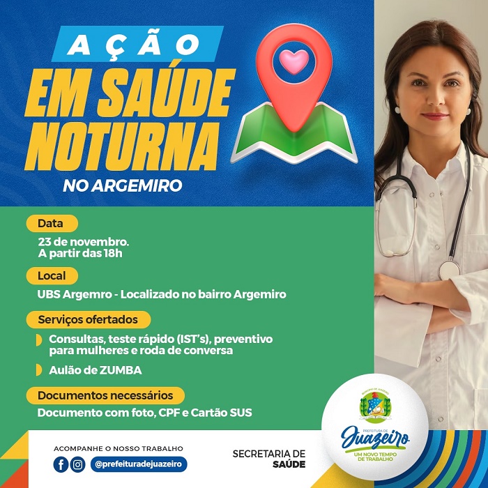 Argemiro recebe mutirão de atendimentos de saúde noturnos da Prefeitura de Juazeiro