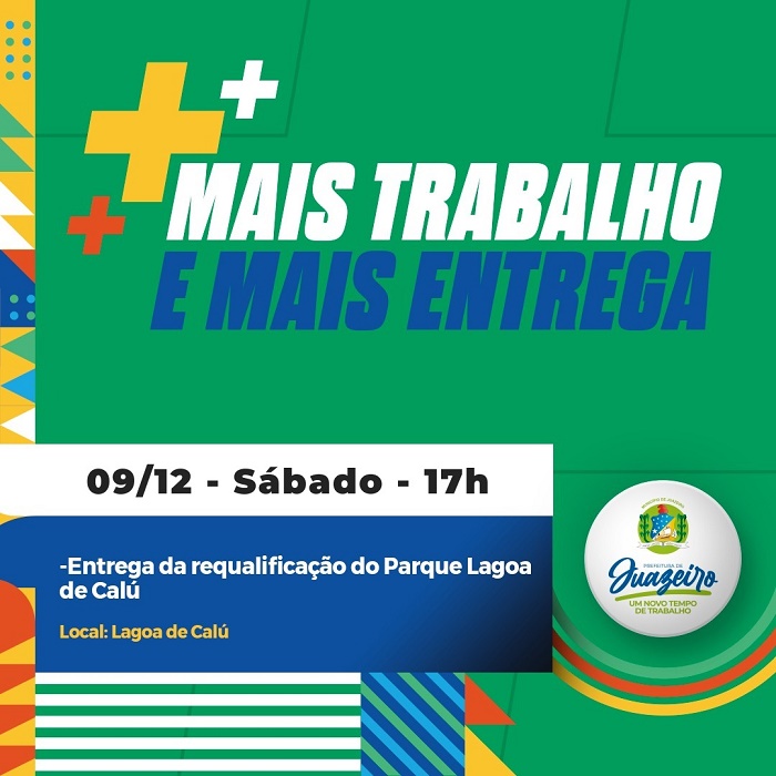 Prefeitura de Juazeiro comunica mudança na data de entrega do Parque Lagoa de Calu para o próximo sábado (9)