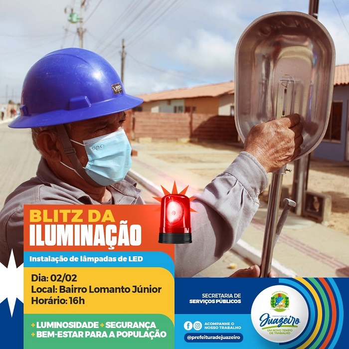 Prefeitura de Juazeiro realizará ‘Blitz da Iluminação’ no bairro Lomanto Júnior nesta sexta-feira (2)
