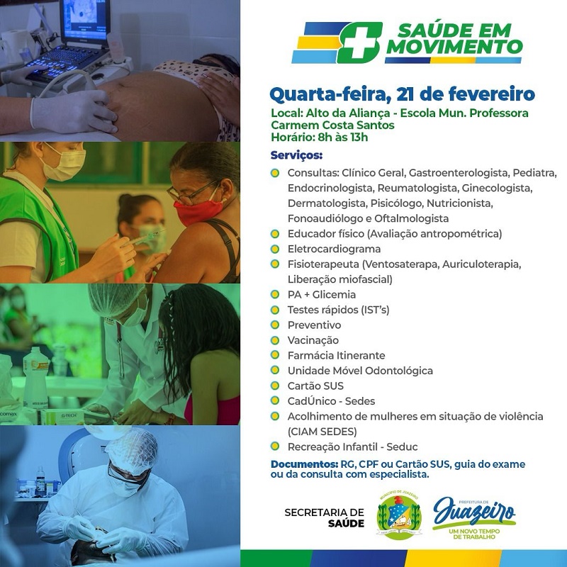 Saúde em Movimento: Prefeitura de Juazeiro leva mais serviços de saúde para o bairro Alto da Aliança nesta quarta-feira (21)