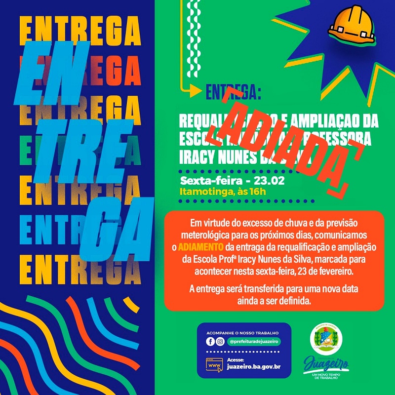 Devido à chuva, entrega de requalificação e ampliação de escola em Itamotinga é adiada