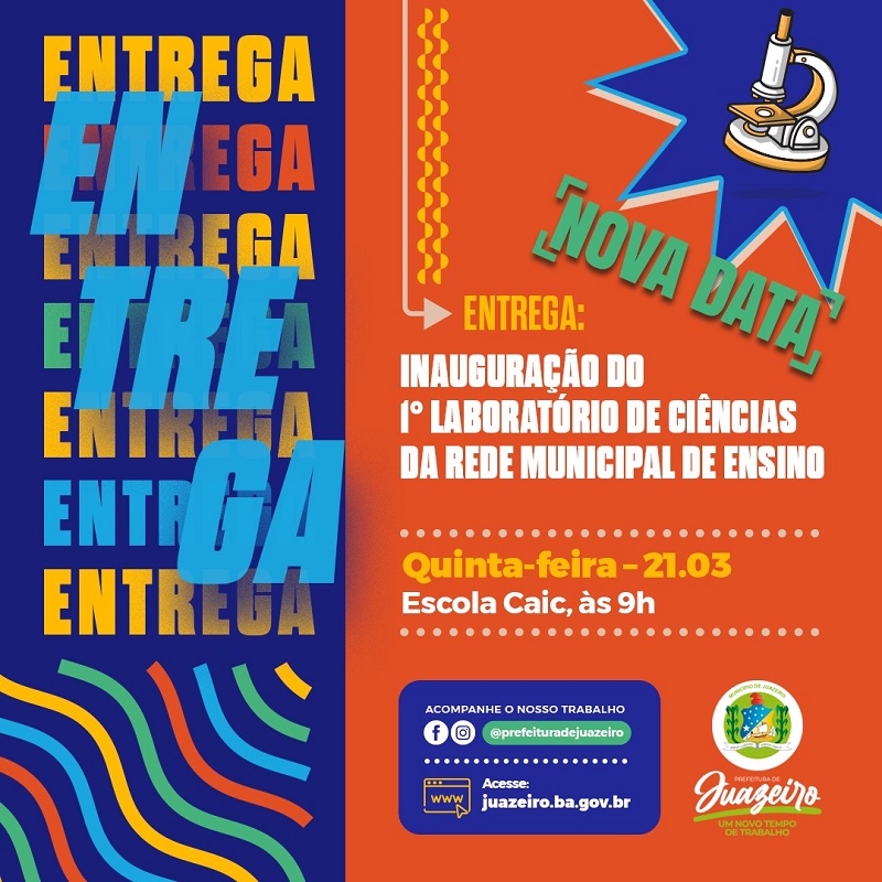 Nova data: Inauguração de primeiro Laboratório de Ciências da rede municipal de ensino será na quinta-feira (21)