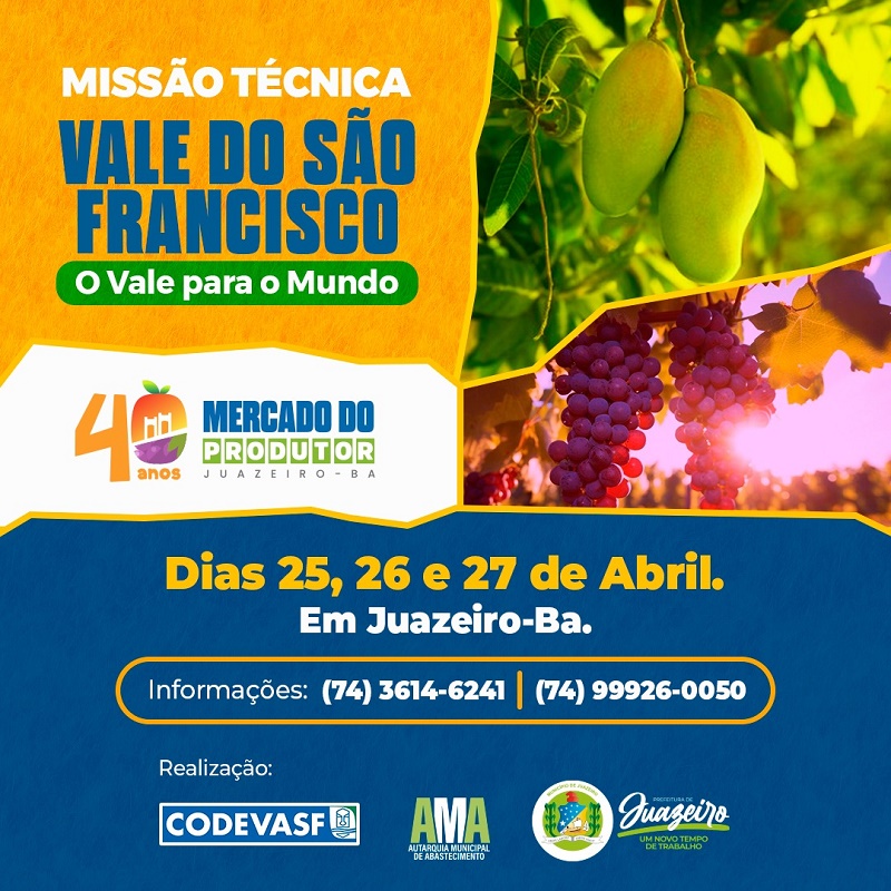 Juazeiro sediará evento “Missão Técnica Vale do São Francisco” de 25 a 27 de abril