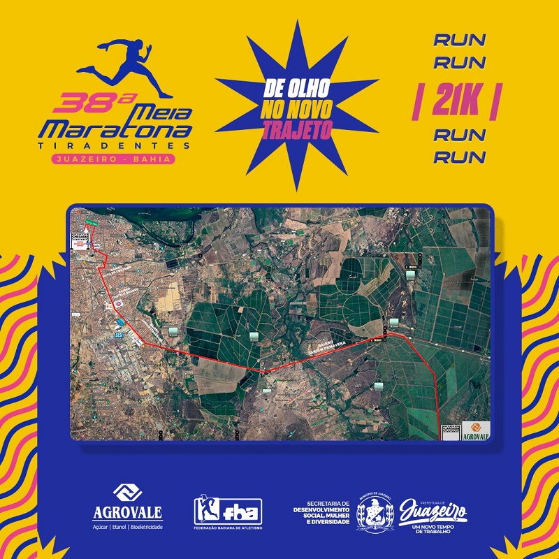 Prefeitura de Juazeiro divulga mudança no percurso da 38ª Meia Maratona Tiradentes