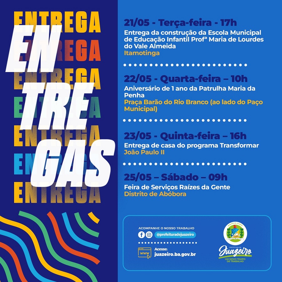 Gestão Suzana Ramos anuncia mais uma agenda de entregas entre os dias 21 e 25 de maio