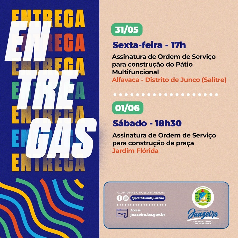 Prefeitura de Juazeiro vai assinar ordens de serviços para importantes obras na sede e no interior do município nos próximos dias