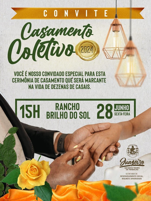 Prefeitura de Juazeiro realiza Casamento Coletivo 2024 nesta sexta-feira (28)