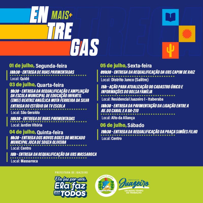 Prefeitura de Juazeiro inicia mês de julho com extensa programação de entregas 