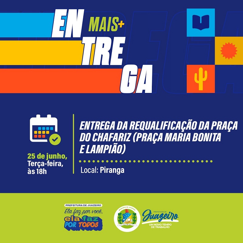 Prefeitura de Juazeiro vai entregar a requalificação da Praça do Chafariz, no bairro Piranga, nesta terça-feira (25)
