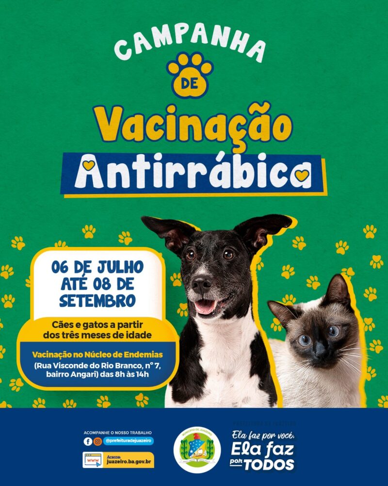 Prefeitura de Juazeiro inicia Campanha de Vacinação Antirrábica neste sábado (6)
