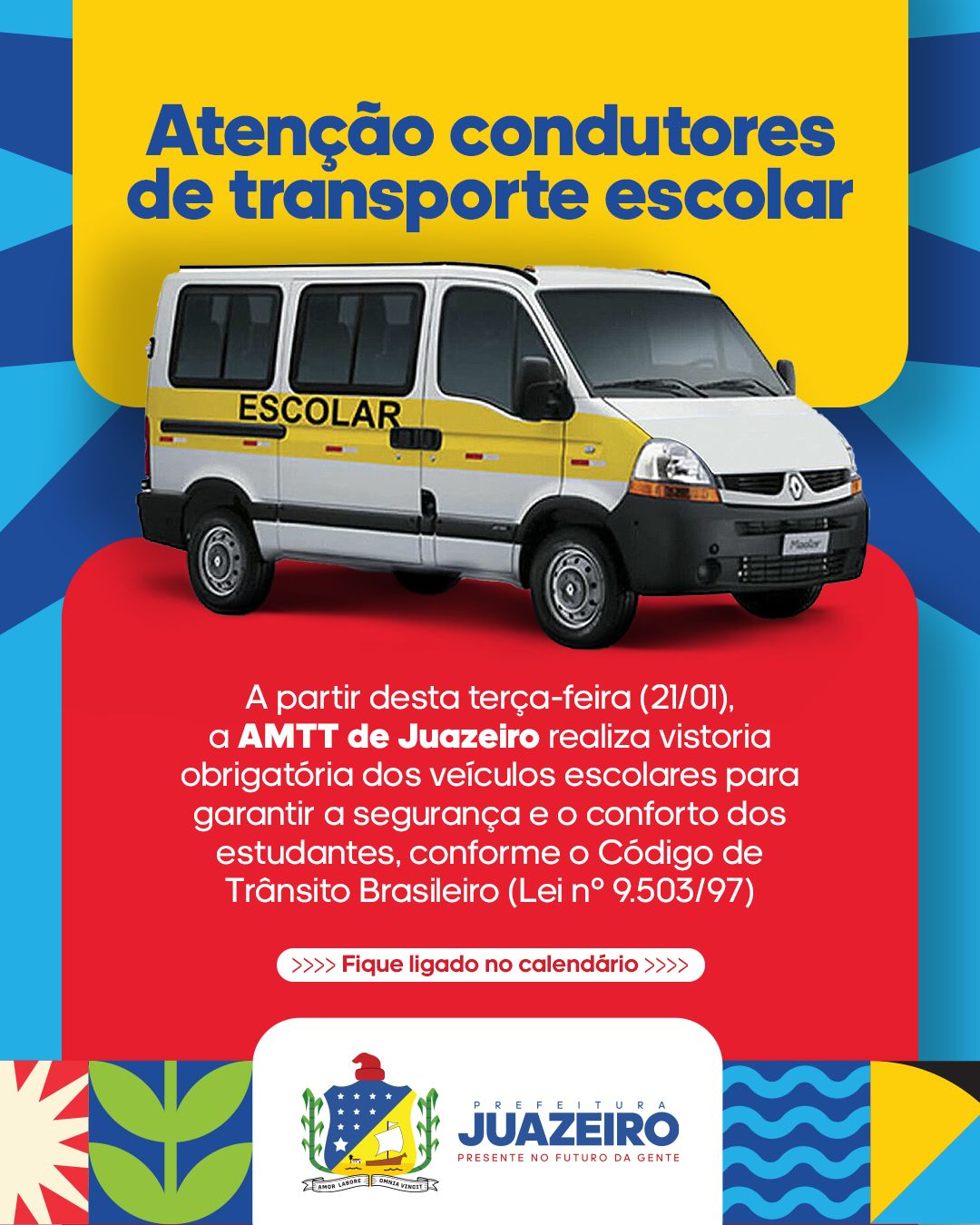 Permissionários de veículos que fazem transporte escolar devem realizar vistoria a partir desta terça-feira (21)