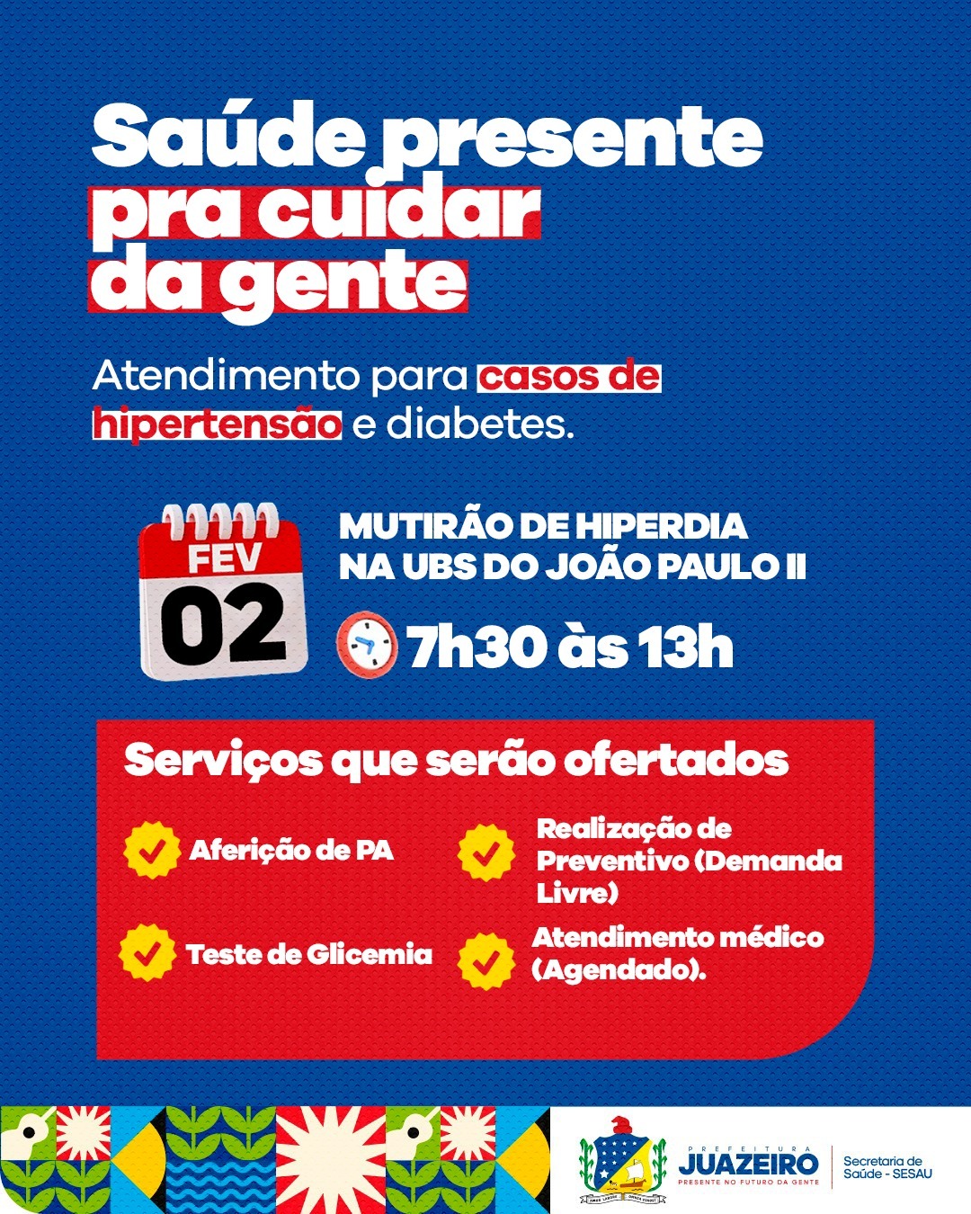 Comunidade do João Paulo II recebe Mutirão para Hipertensos e Diabéticos neste domingo (02)