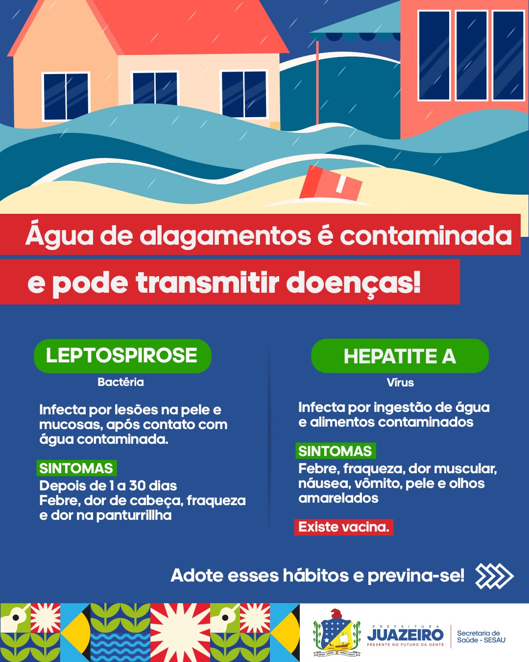Secretaria de Saúde de Juazeiro alerta sobre riscos à saúde após fortes chuvas