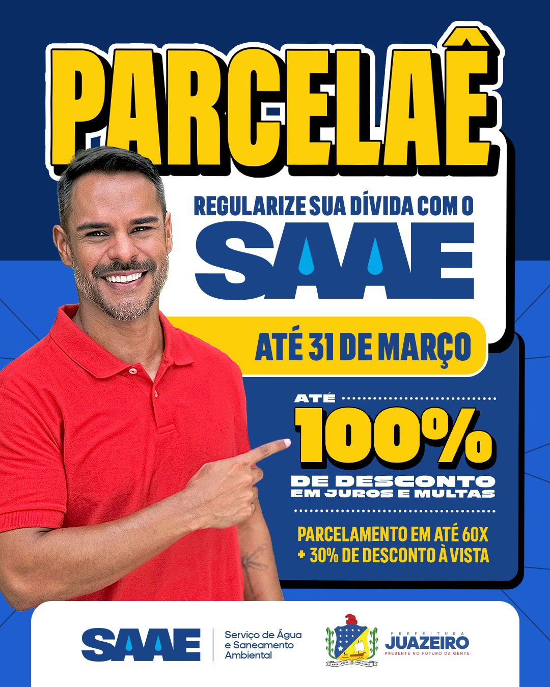 Parcelaê: SAAE inicia campanha de negociação de débitos nas contas de água
