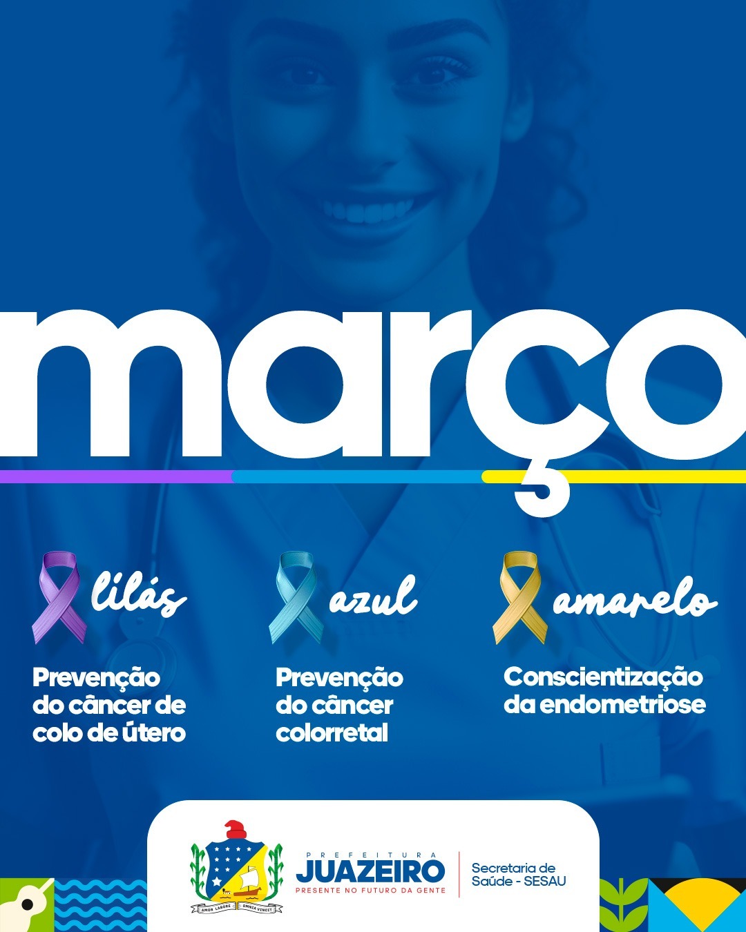 Março Lilás, Azul e Amarelo: cuidados nas Unidades de Saúde de Juazeiro seguem o ano inteiro
