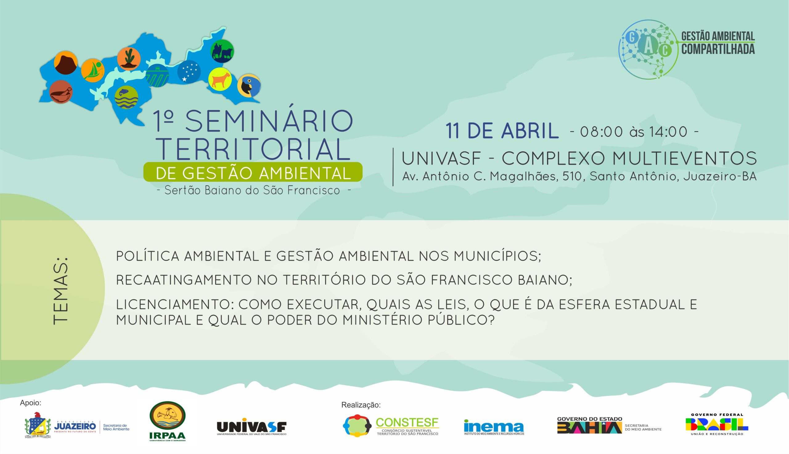 Juazeiro sedia 1º Seminário Territorial de Gestão Ambiental do Sertão Baiano do São Francisco nesta sexta-feira (11)
