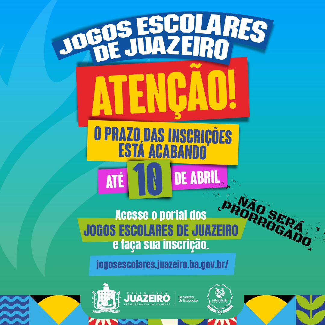 Inscrições para modalidades coletivas dos Jogos Escolares Municipais de Juazeiro terminam nesta quinta-feira (10)