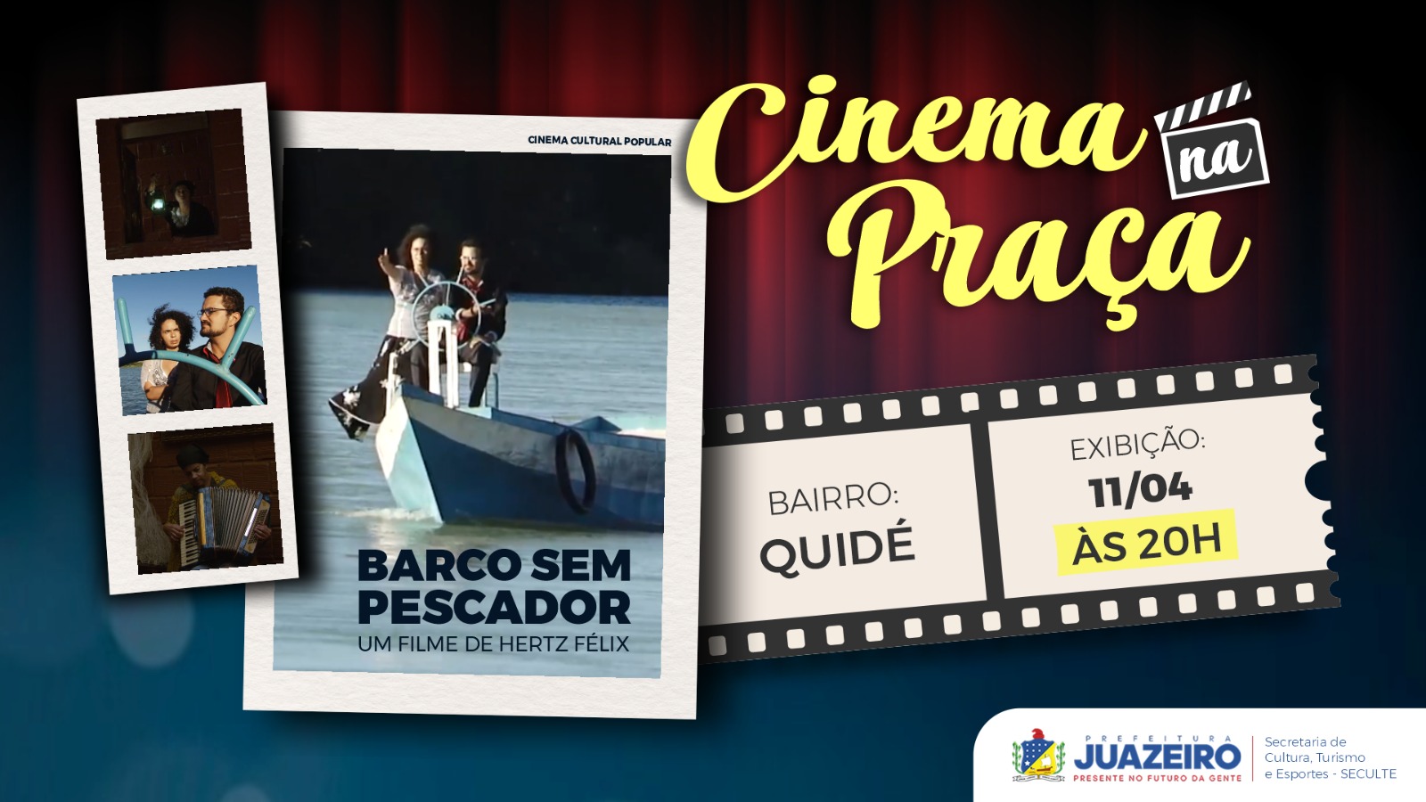 Projeto Cinema na Praça exibe filmes gratuitos em Carnaíba e no bairro Quidé nos dias 11 e 12 de abril
