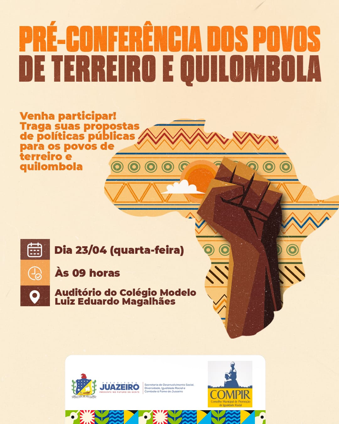 Pré-Conferência dos Povos de Terreiro e Quilombola será realizada nesta quarta-feira (23), em Juazeiro