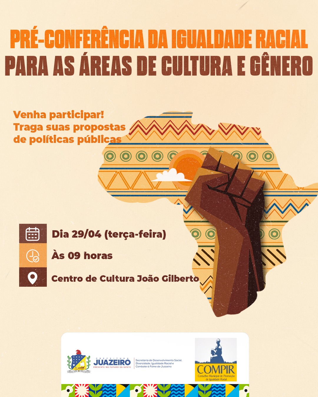 COMPIR realiza Pré-Conferência sobre Cultura e Gênero nesta terça-feira (29), em Juazeiro