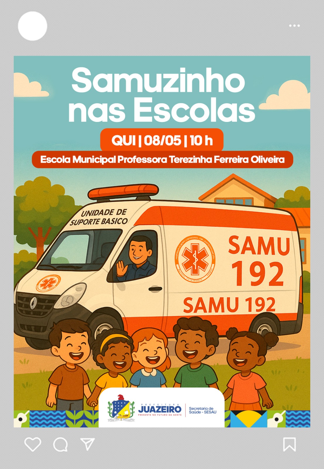 Escola do bairro Tabuleiro recebe projeto ‘Samuzinho nas Escolas’ nesta quinta-feira (08)