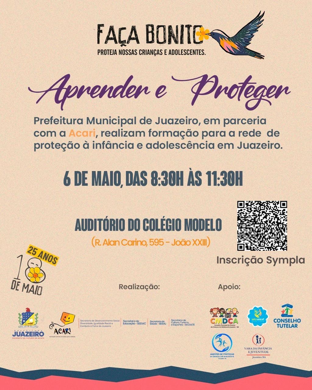 Formação de profissionais da rede de proteção à infância e adolescência de Juazeiro será realizada nesta terça-feira (6)