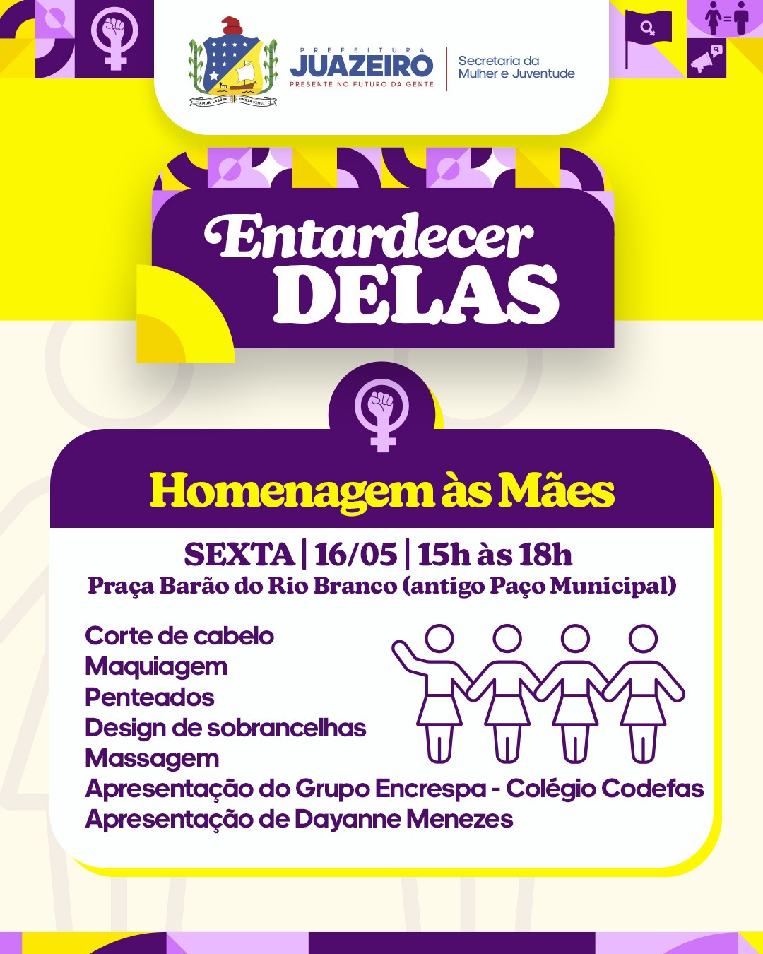 2ª edição do “Entardecer Delas” em homenagem ao Mês das Mães será realizada nesta sexta (16), com serviços gratuitos e atrações culturais