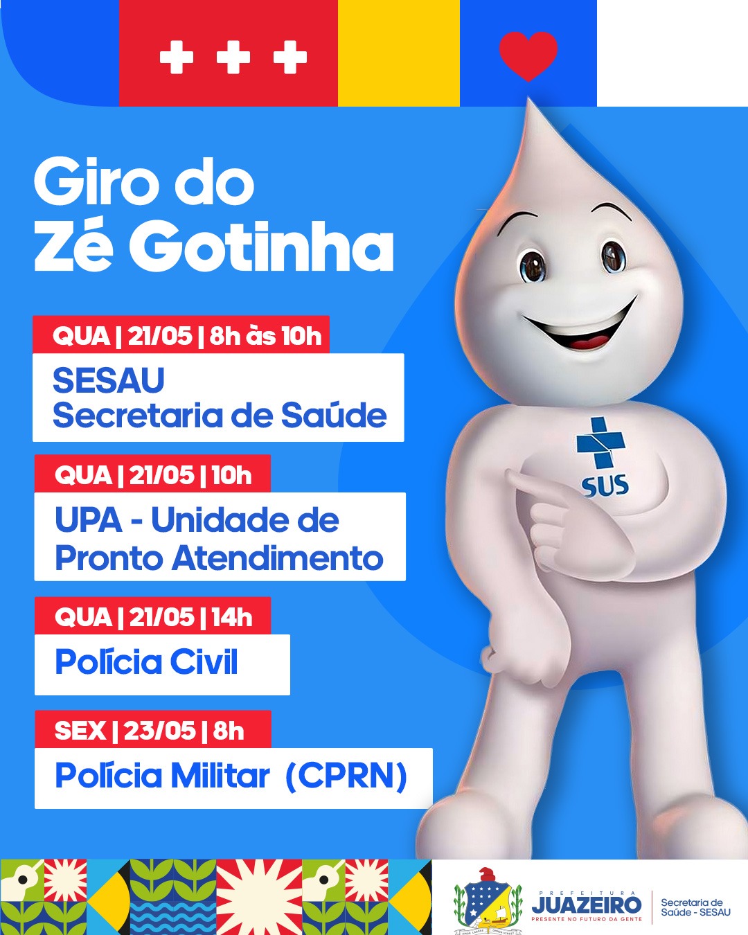 Sesau divulga novo cronograma do “Giro do Zé gotinha” contra a influenza