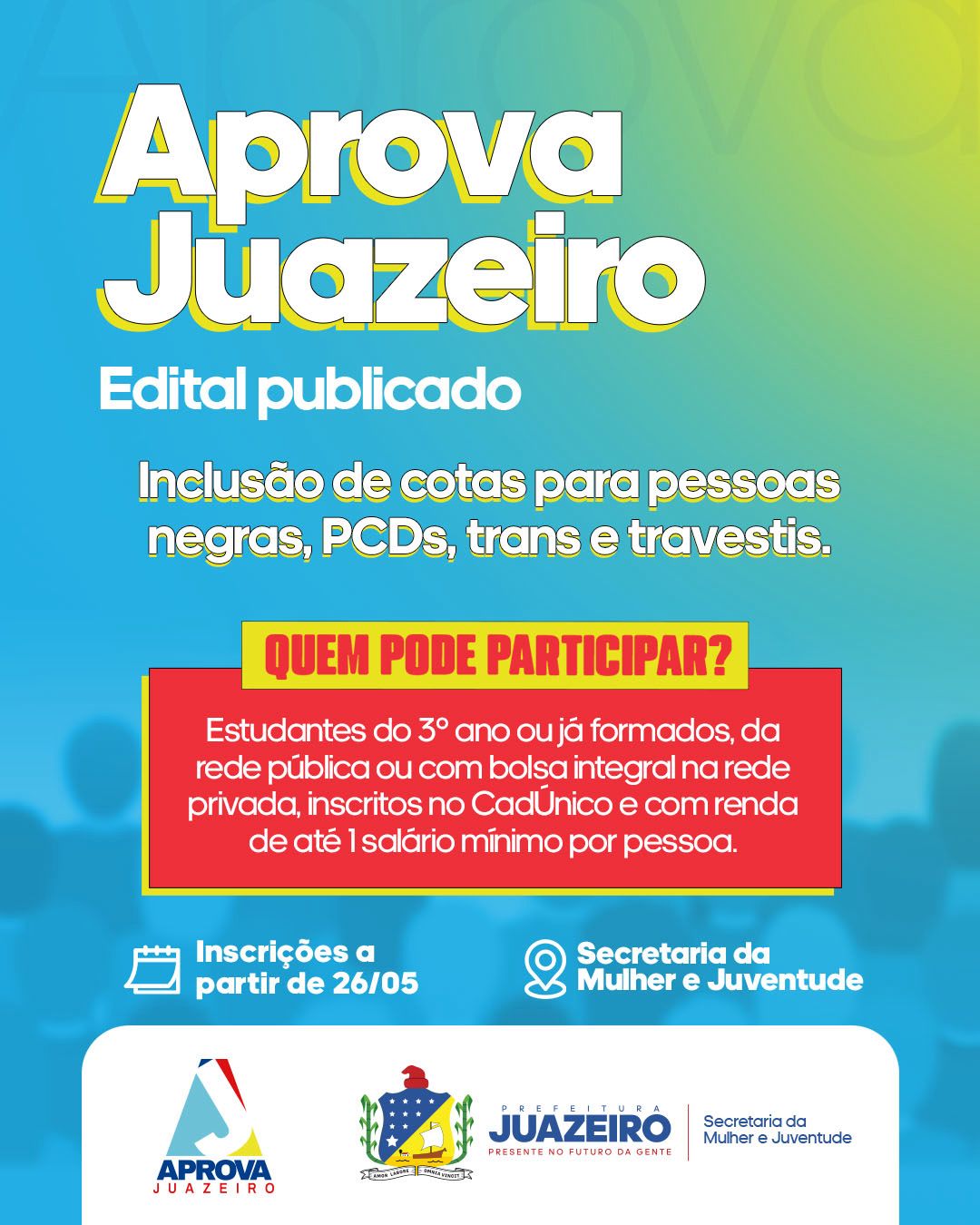 Aprova Juazeiro: Prefeitura lança Edital com cotas para Pré-Vestibular e Pré-Enem