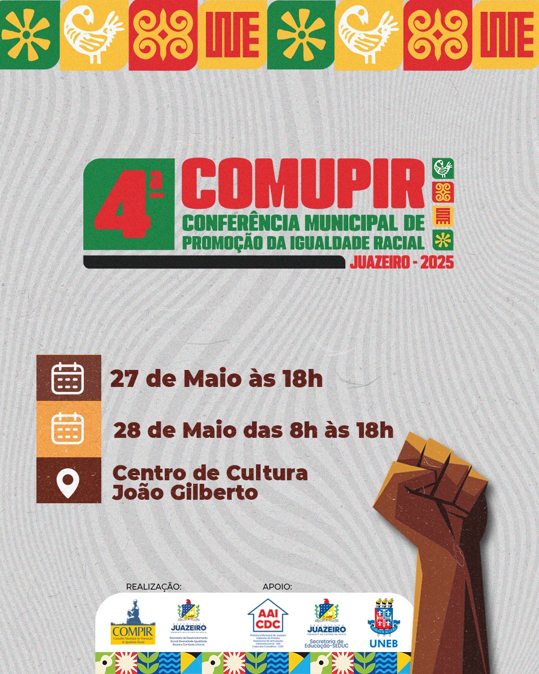 Com temática voltada para reparação e justiça social, 4ª Conferência de Promoção da Igualdade Racial de Juazeiro tem início nesta terça (27)