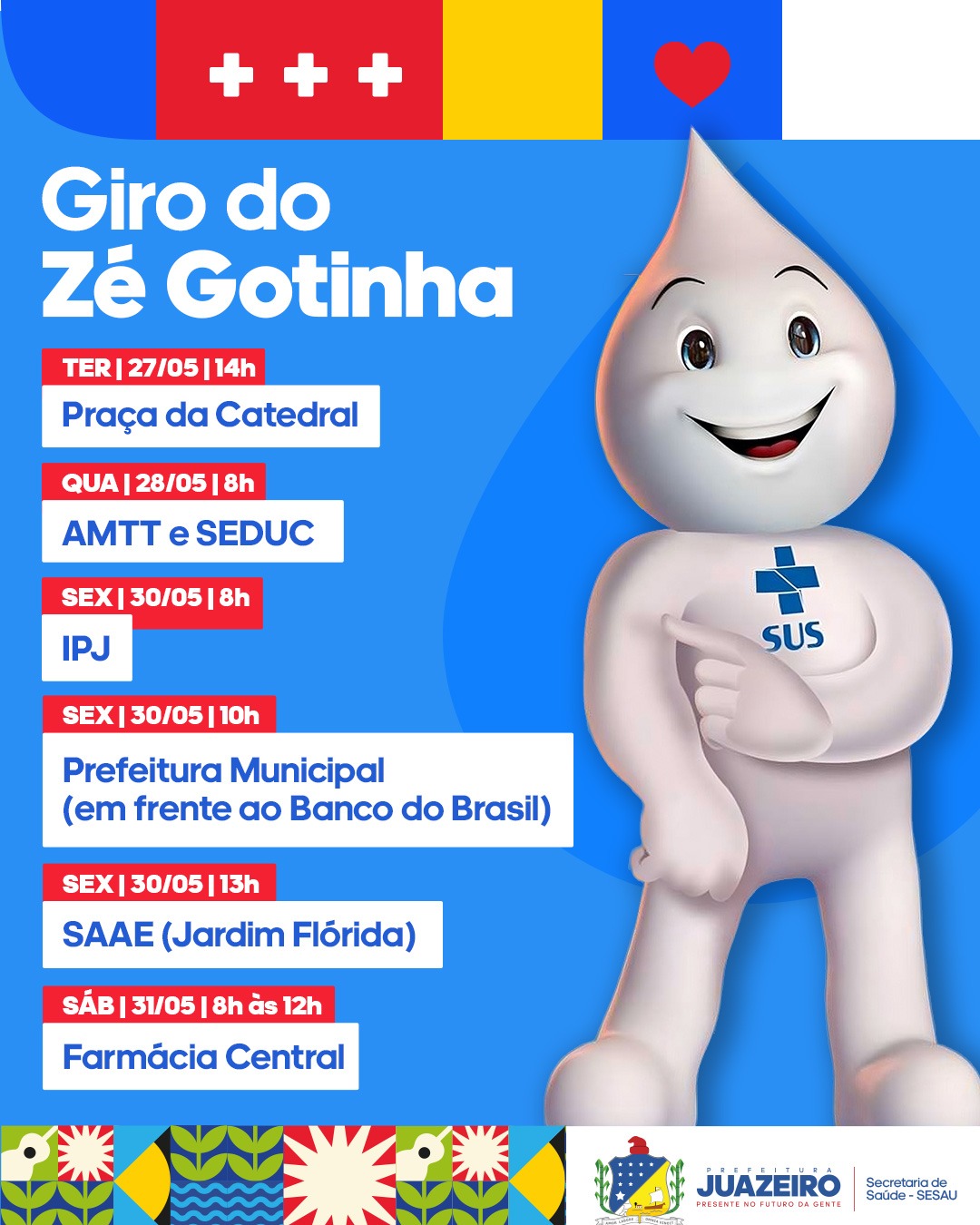 Sesau divulga novo cronograma do “Giro do Zé Gotinha” contra a Influenza